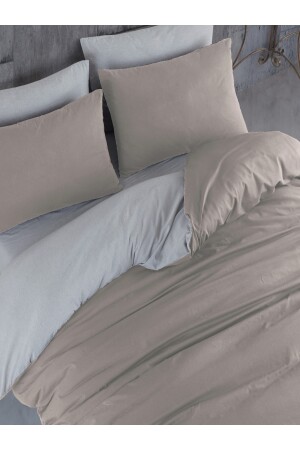 Bettbezug-Set für Einzelbett, Beige-Grau LVNS-N-76 - 4