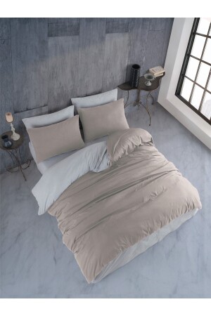 Bettbezug-Set für King-Size-Betten, Beige-Grau - 1