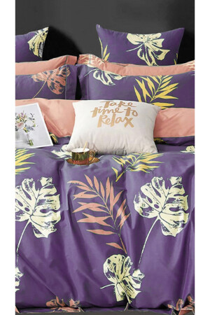 Bettbezug-Set mit Spannbettlaken, Double Leaf Purple iqon066 - 5