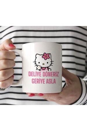 Beyaz Kupa Hello Kitty - Deliye Döneriz Geriye Asla YUSHİ-KUPA18 - 2