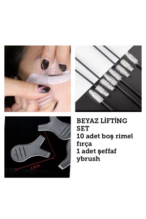 BEYAZ LİFTİNG SET Kirpik Lifting Ve Kaş Laminasyon Tarama Aplikatörü & 5 ADET RİMEL FIRÇA - 1