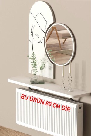 Beyaz Petek Üstü Tak Çıkar - Uçan Raf & Dresuar Duvar Montajsız Oval Kesim 80 Cm - 5