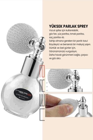 Beyaz&Silver Glitter Toz Sprey- Yüz Ve Vucut Simi Işıltılı - 3