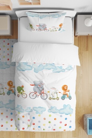 Bicycle Safari Patterned Single Baby Kids Bettwäsche-Set evnev00041 - 3