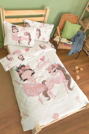 Bio-Einzelbettbezug-Set – Serie „For Baby“ – Ballerina und Einhorn im rosa Tutu BSNVRTK00T126 - 3