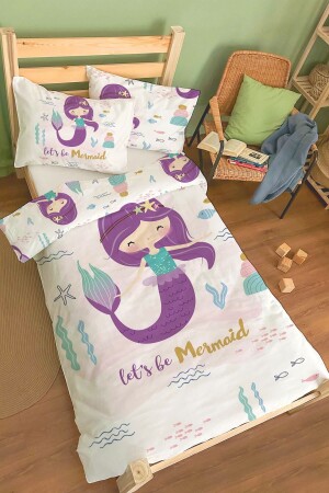 Bio-Einzelbettbezug-Set – Serie „For Baby“ – Purple Mermaid BSNVRTK00T061 - 3