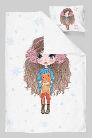 Bio-Einzelbettbezug-Set – Young-Serie – Girl Loving Cats in Snowy Weather ESNVRTK001057 - 5