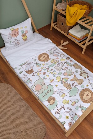 Bio-Montessori-Bettbezug-Set (100 x 200) – Pure Baby-Serie – niedlicher Zoo ETNMN1STPB121 - 3