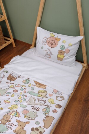 Bio-Montessori-Bettbezug-Set (100 x 200) – Pure Baby-Serie – niedlicher Zoo ETNMN1STPB121 - 4