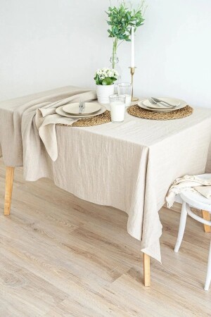 Bio-Rohleinen-Tischdecke in Creme - 1