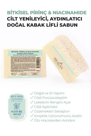 Biolea's Doğak Kabak Lifli Bitkisel Pirinç& Niacinamide Sabun 110 gr - 5