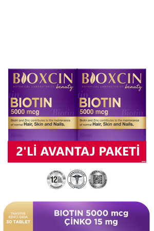 Biotin 5. 000 Mcg 30 Tabletten – Biotin + Zink 15 mg Haar- und Nagelvitamin 2er-Pack Vorteil - 3