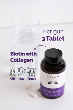 Biotin 5000 mcg & Kollagen 1500 mg x 90 Tabletten – Nahrungsergänzungsmittel zur Stärkung der Haarvitamine - 4