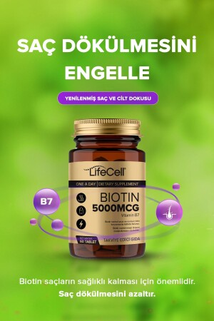 Biotin 5000 Mcg - Saç Ve Tırnak Vitamini Gıda Takviyesi - 7