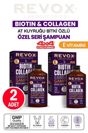 Biotin Collagen At Kuyruğu Bitki Özlü Dökülme Karşıtı, Hızlı Uzama Dolgunlaştırıcı Şampuan 2 Adet RBCS400S - 3