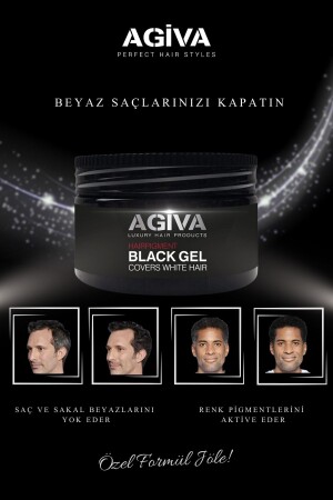 Black Gel Beyaz Saçlar Için Kapatıcı Saç Şekillendirici Güçlü Jöle Cover White Hair 250 Ml - 7