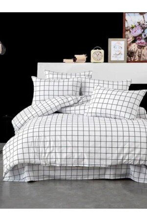 Black White Checked Cotton Double Duvet Cover Set (BED Sheet PILLOW CASE QUILT COVER) SCKNTK - 1