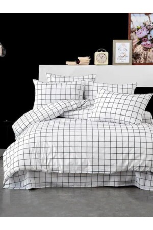 Black White Checked Cotton Double Duvet Cover Set (BED Sheet PILLOW CASE QUILT COVER) SCKNTK - 3