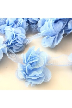 Blaue 1 m Rose, lasergeschnittene Blume, 12–13 Stück, Organza, Tüllrand, Ornament, Textildesign, Stoff, künstliches Ornament - 3