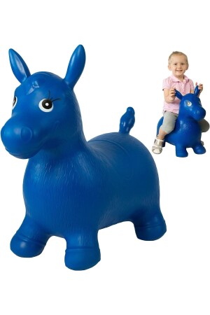 Blaue aufblasbare Hüpftiere Pilates Einhorn-Pferd-Esel-Spielzeug-Aufblaspumpe - 1