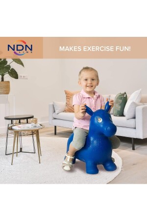 Blaue aufblasbare Hüpftiere Pilates Einhorn-Pferd-Esel-Spielzeug-Aufblaspumpe - 8