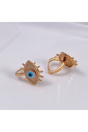 Blaue Goldohrringe mit Evil Eye-Motiv – Vergoldete Ohrringe mit Blue Eye-Motiv – Ramadan-Geschenk - 5