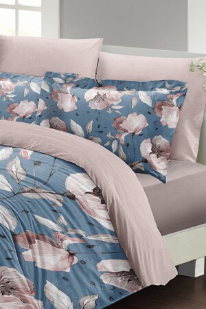 Blaue Rose Doppelbettbezug-Set 3D-Baumwollsatin monohome33552 - 7