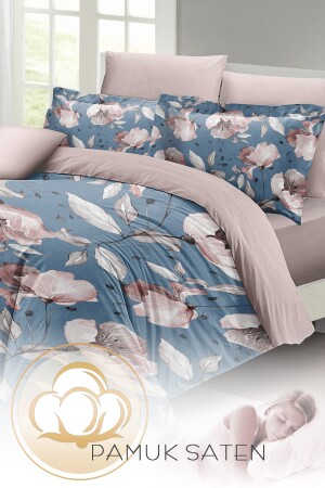 Blaue Rose Doppelbettbezug-Set 3D-Baumwollsatin monohome33552 - 8