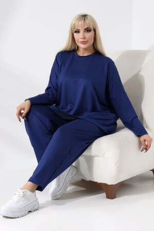 Blaue Shalwar-Hose, Freizeitanzug in Übergröße - 4