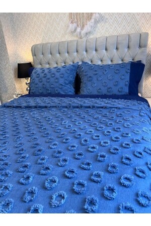 Blaue Tagesdecke mit Quasten - 4