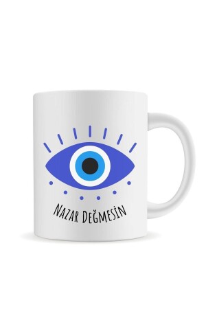 Blue Eye „Do Not Touch the Evil Eye“ bedruckte Porzellan-Tee- und Kaffeetasse FEBK0068 - 1