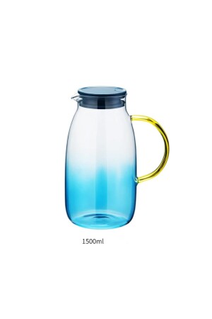 Blue Life 1500 ml Borosilikat-hitzebeständiger Chubby-Glaskrug VD-7364s - 5