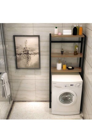 Bmk Group - Çamaşır Makinesi Üstü Düzenleyici Raf Banyo Dolabı Rafı Makine Üstü Dolap Raf Ceviz BMK001 - 3