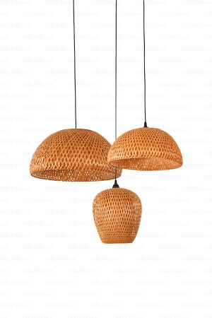 Bohem Bambu Boja Pendant 3 Lü Set Sarkıt Avize Lamba - Iskandinav, Modern, Bohem, Rattan Aydınlatma NHBJP3S - 2