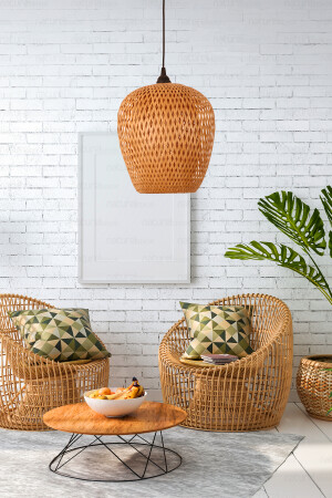 Bohem Bambu Boja Pendant Sarkıt Avize Lamba 25 Cm - Iskandinav, Modern, Bohem, Rattan Aydınlatma NHBJP25 - 4