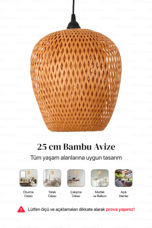 Bohem Bambu Boja Pendant Sarkıt Avize Lamba 25 Cm - Iskandinav, Modern, Bohem, Rattan Aydınlatma NHBJP25 - 8