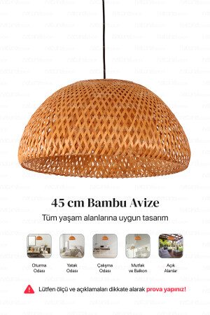 Bohem Bambu Boja Pendant Sarkıt Avize Lamba 45 Cm - Iskandinav, Modern, Bohem, Rattan Aydınlatma NHBJP45 - 9