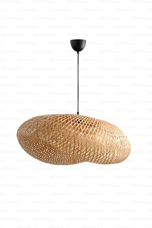 Bohem Bambu Elips Sarkıt Avize Lamba 60cm - Iskandinav- Modern- Bohem- Rattan Aydınlatma - 3