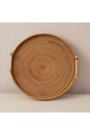 Bohem Rattan Kulplu Hasır Tepsi 35, Iskandinav, Modern NHRTPS-01 - 4