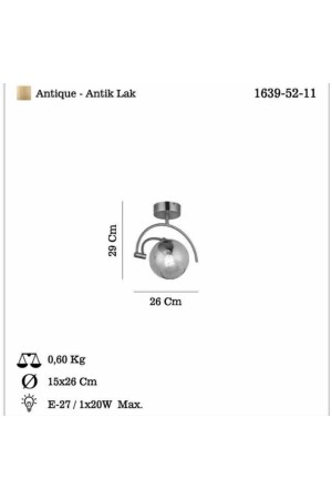 Bome Teklı Antık Lak Plafonyer 1xe27 HT930 - 8