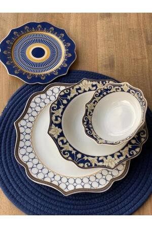 Bone China Porzellan Blauer Ring 24-teiliges Tafelservice Ekselans 50 EKSELANS-50 - 3