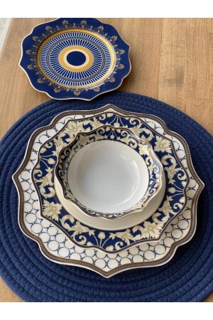 Bone China Porzellan Blauer Ring 24-teiliges Tafelservice Ekselans 50 EKSELANS-50 - 4