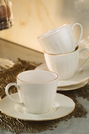 Bone İlay Gold Mesh 12-teiliges Kaffeetassen-Set für 6 Personen BNILY12KT520 - 1