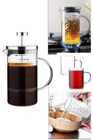 Borosilikat French Press Messbecher Teekanne 600 ml 2 Stück Borosilikatbecher mprn-2368 - 2