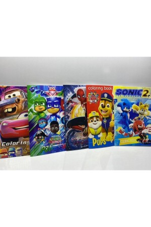 Boyama Kitabı Pijamaskeliler Paw Patrol Sonic Cars Şimşek Mcqueen Örümcek Adam Boyama Kitap 5’li Set TYC00739525143 - 4