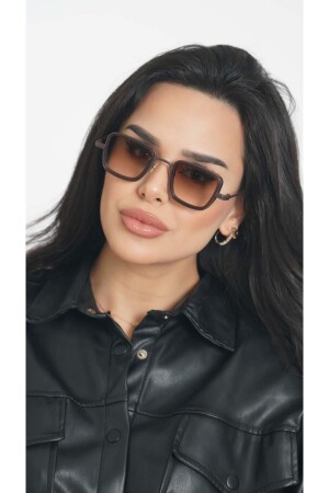 Braune rechteckige Unisex-Sonnenbrille YW-2023e YW-2023E - 3