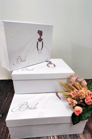 Brautpaket – Bräutigam-Box, Hochzeitskleid, bedruckte Braut-Box – Mitgift-Braut-Box, 3-teilige Box für die Braut - 2