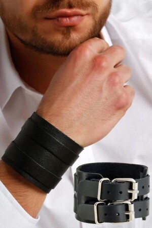 Breites Janitscharen-Ottoman-Lederarmband für Herren mit doppelter Schnalle B30 b30 - 4