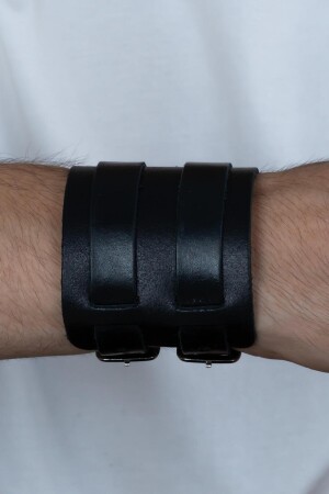 Breites Janitscharen-Ottoman-Lederarmband für Herren mit doppelter Schnalle B30 b30 - 6