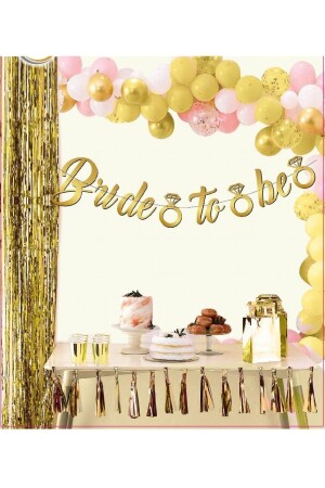 Bride To Be Party-Set (1 Gürtel – 10 Luftballons – 10 Tattoos – 10 Kronen) Team Bride Bachelorette Concept Gold - 5